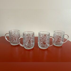 Vintage Princess House Fantasia 4Coffee Mugs Heavy Embossed Flowers all perfect